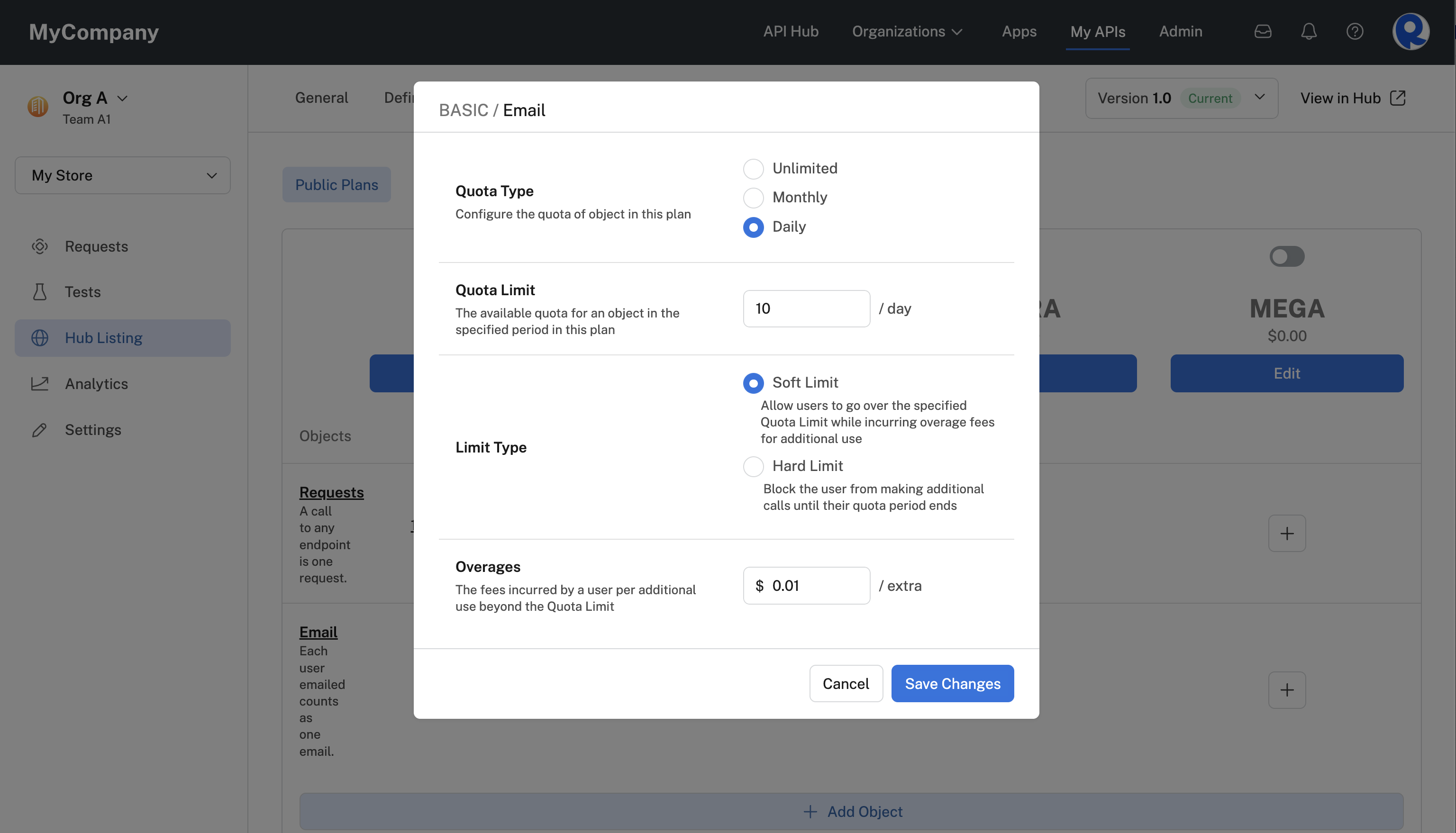 Configuring an "Email" Object on the BASIC plan.