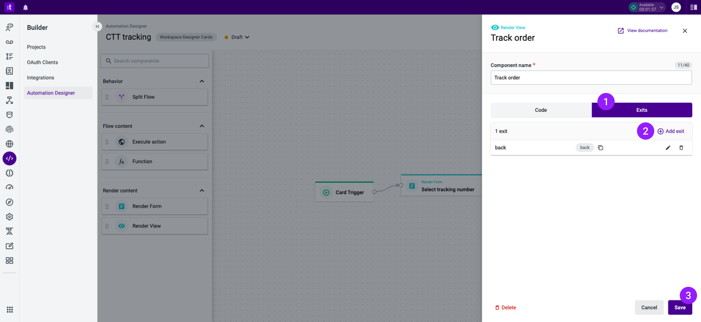 Figure 7 - Render View Exits tab