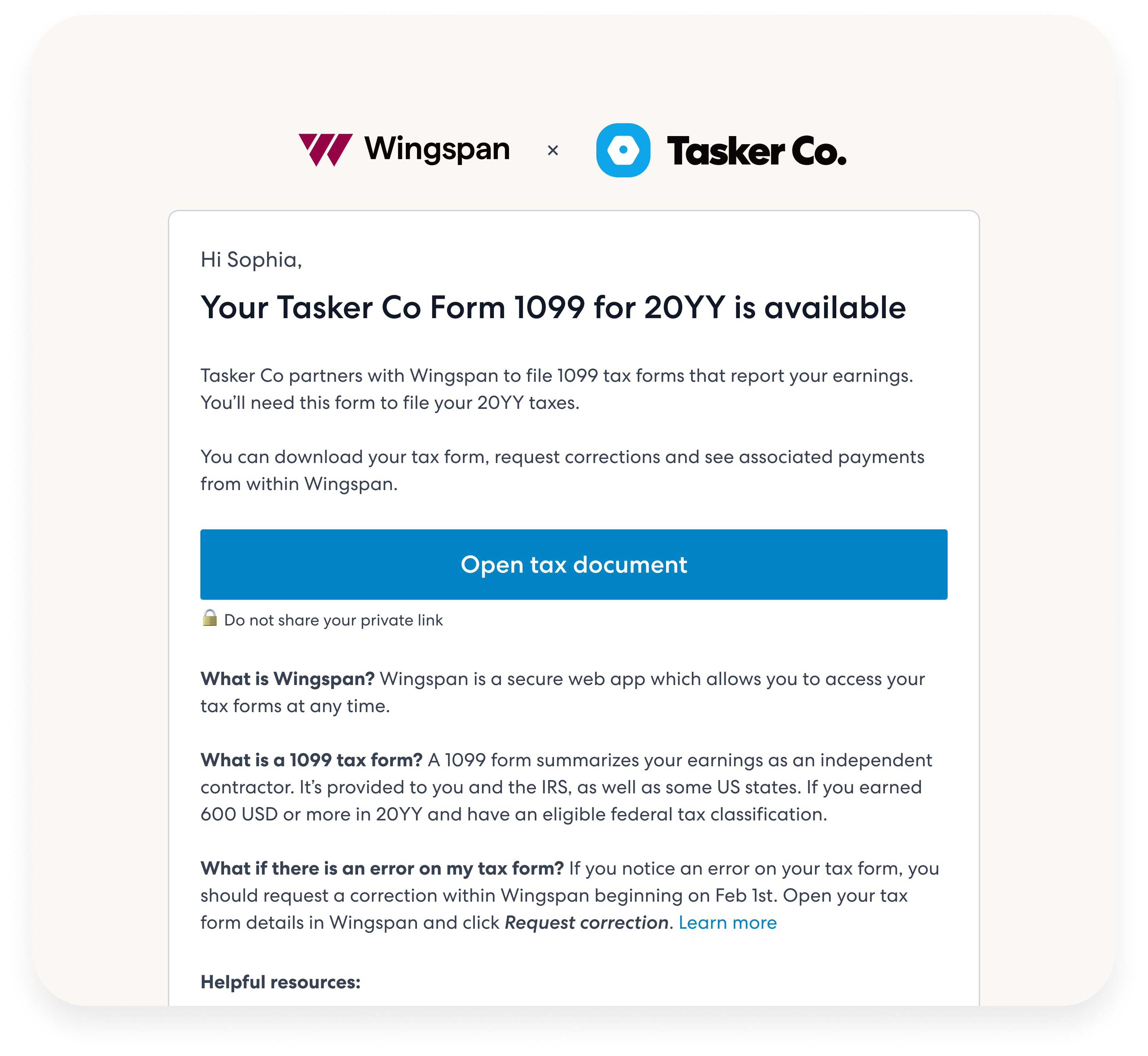 1099 delivery notification