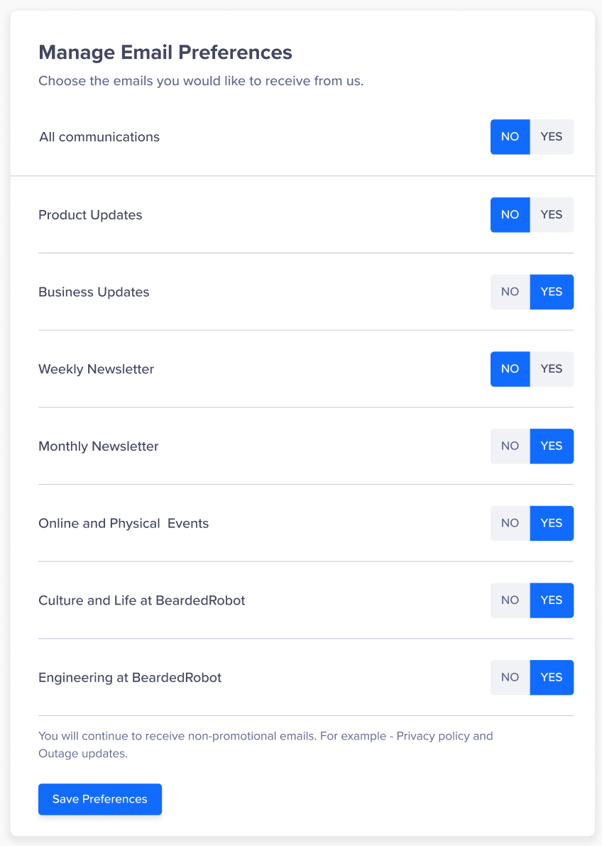 Manage Email Preference