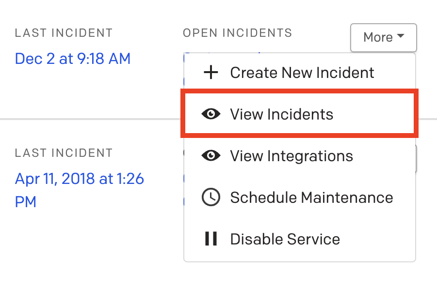 View incidents