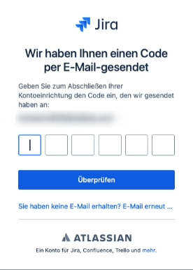 Eingabe des Bestätigungscodes