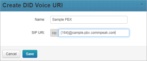 Screenshot of the PBX server domain