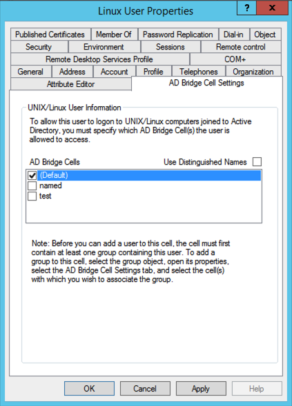 [Linux User Properties, AD Bridge Cell Settings