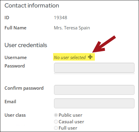 Adding a username to a contact's account