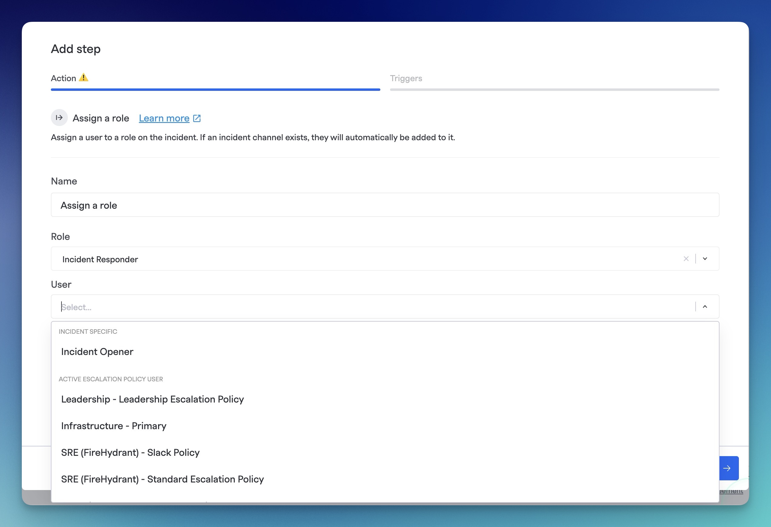 Assign a Role Runbook Step