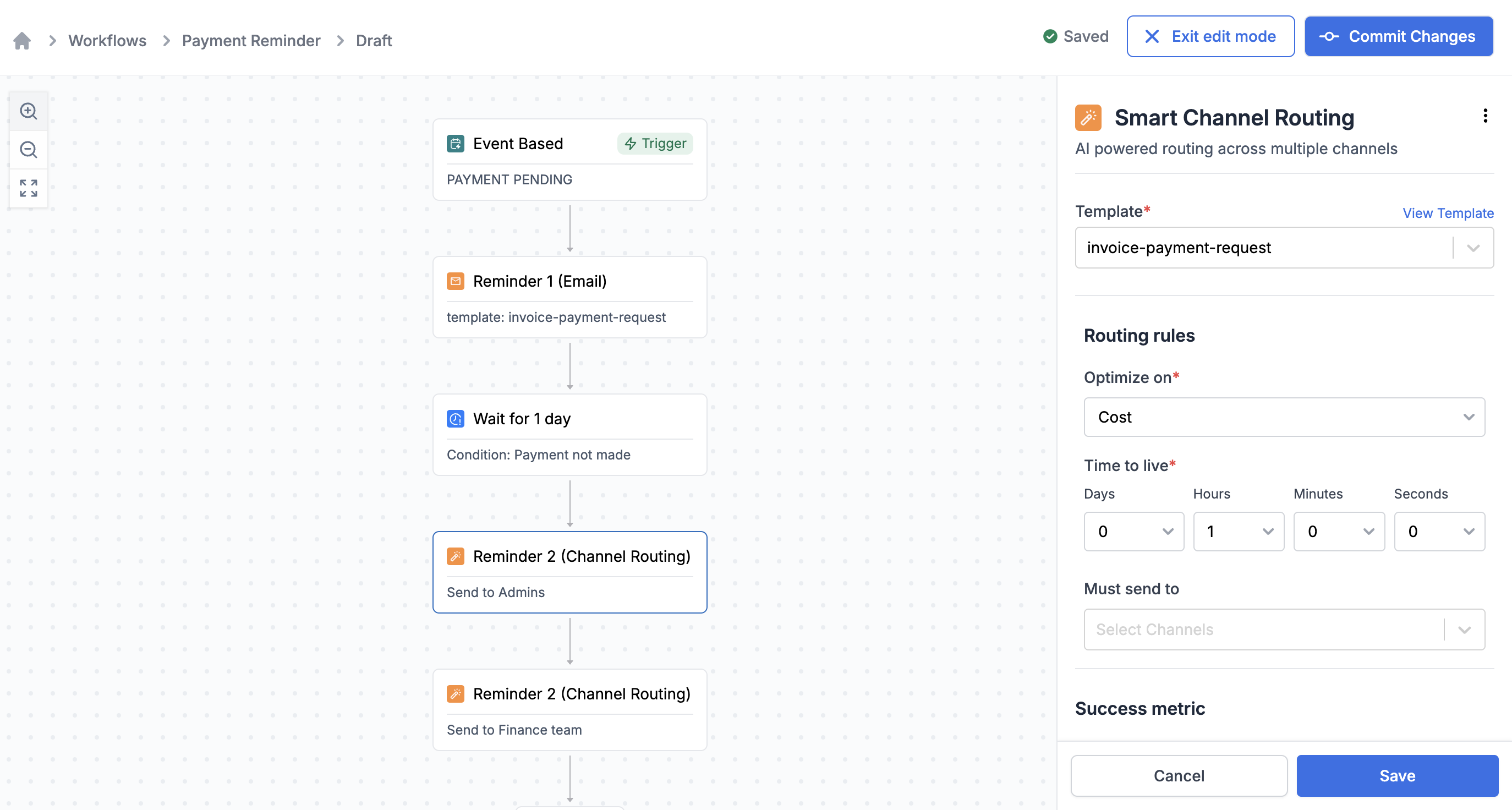 Payment Reminder with 2 send nodes