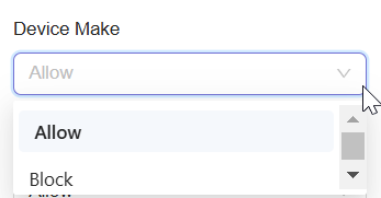 **Select Allow or Block for Device Make Brand**