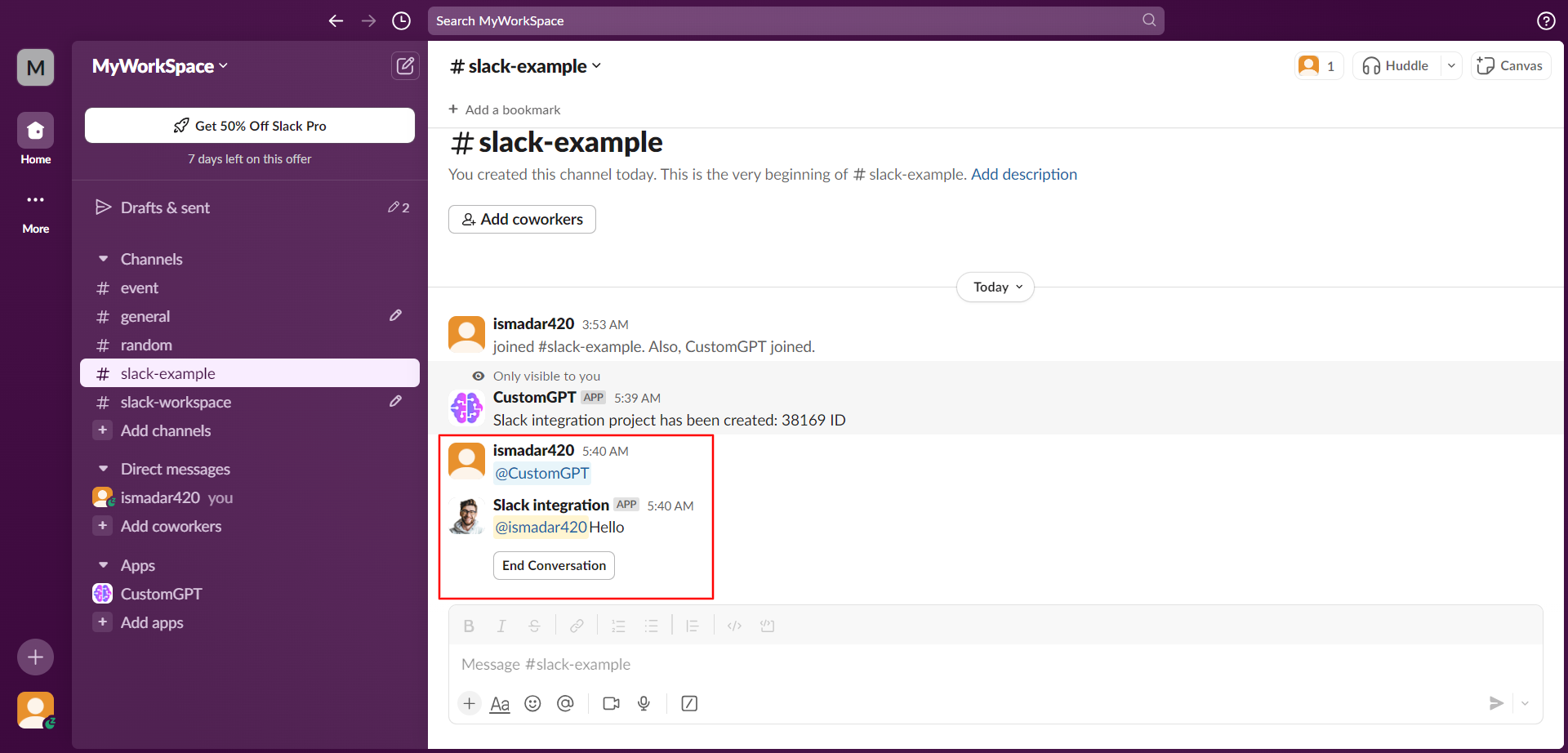 Slack integration done