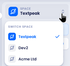 Screenshot of the spaces switching option