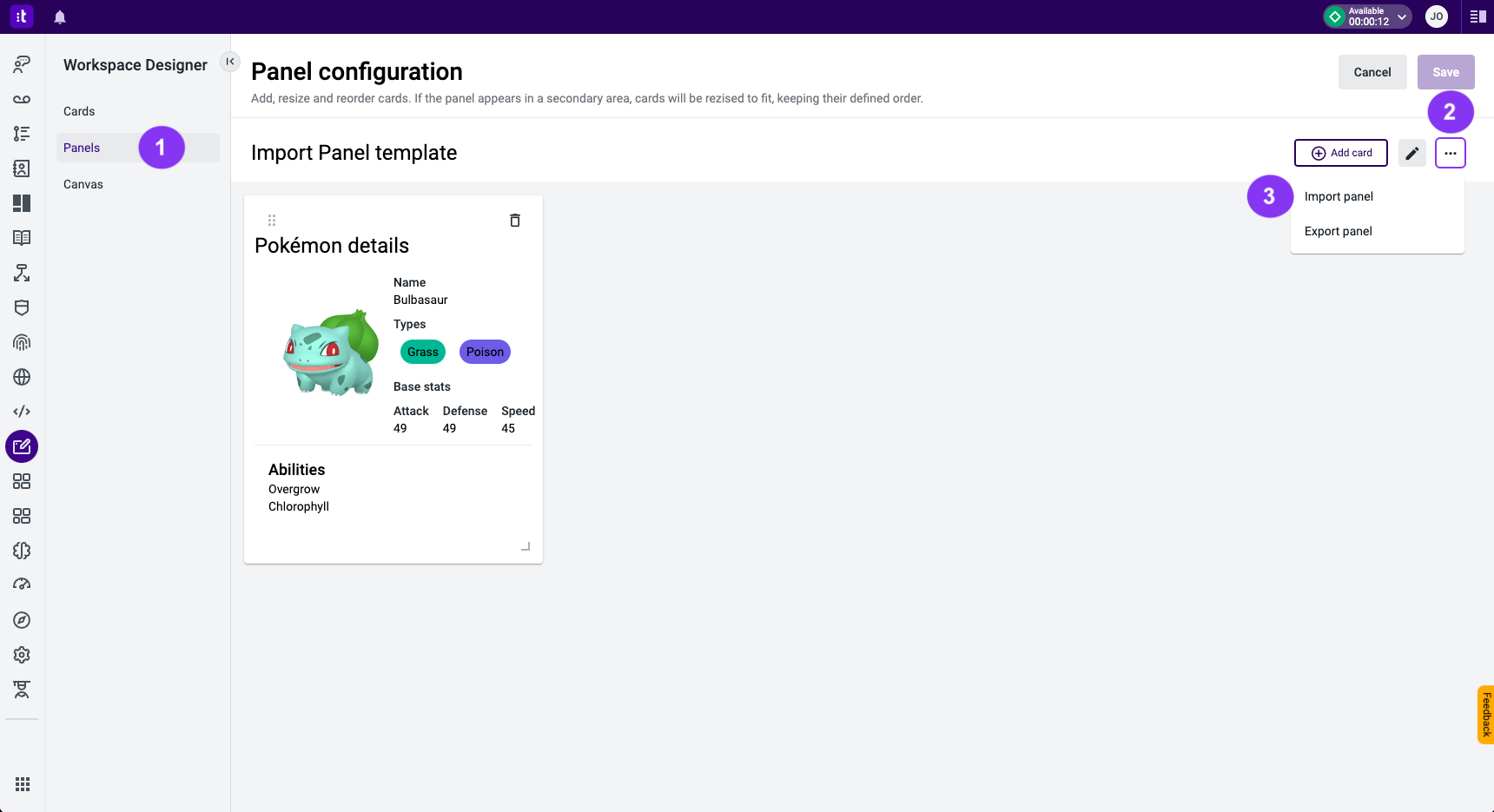 Figure 2 - Importing a panel