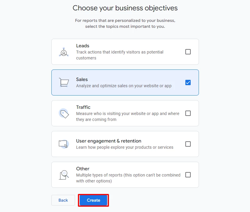 Choose your business objectives