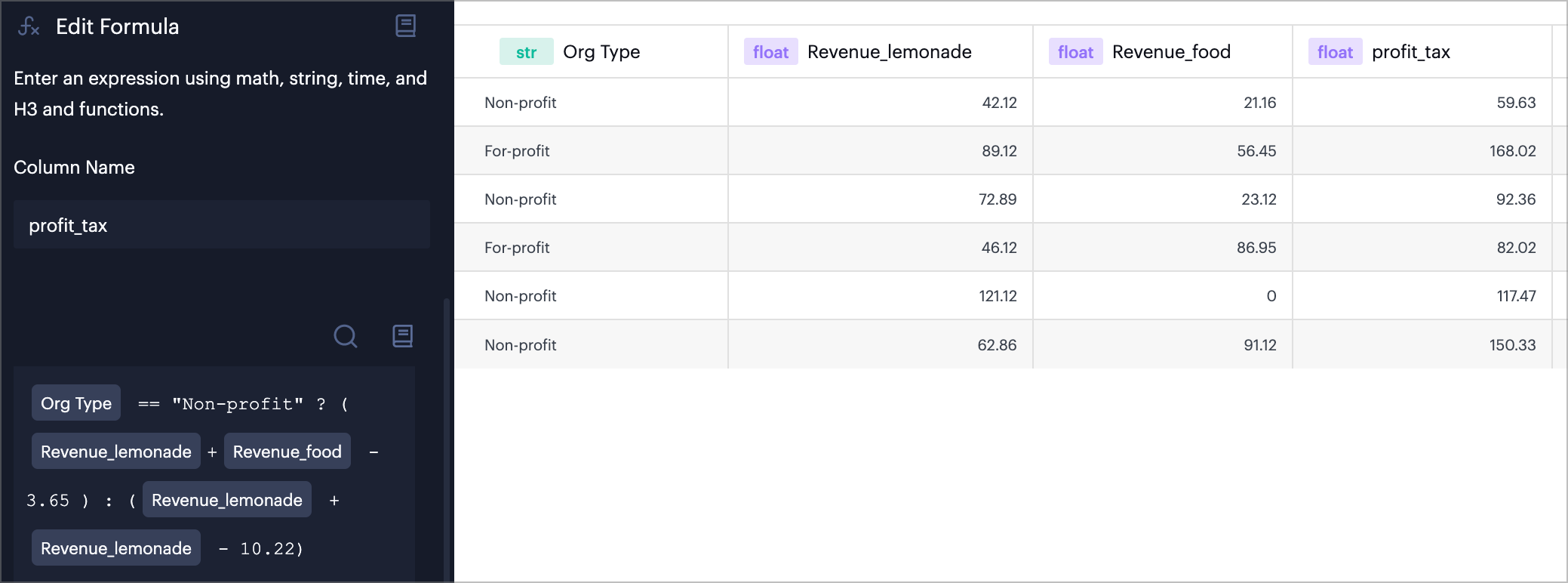 An example expression in Foursquare Studio.