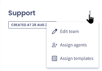 Screenshot of the inbox team management options