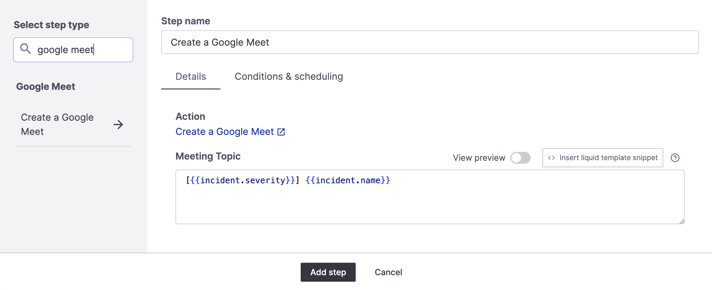 Google Meet step