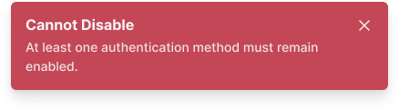 Error notification example with action button