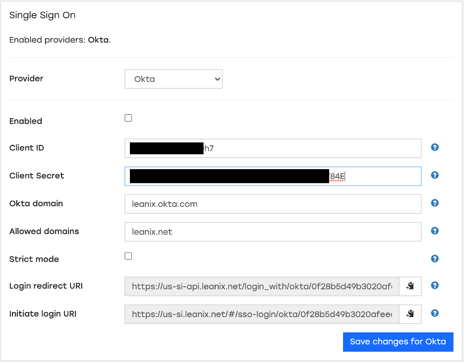 Picture 8.png Configure Okta SSO in LeanIX SMP