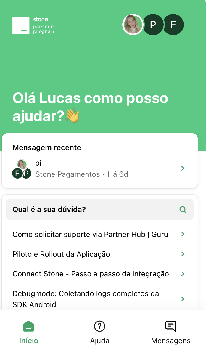 Exemplo: Chat para suporte