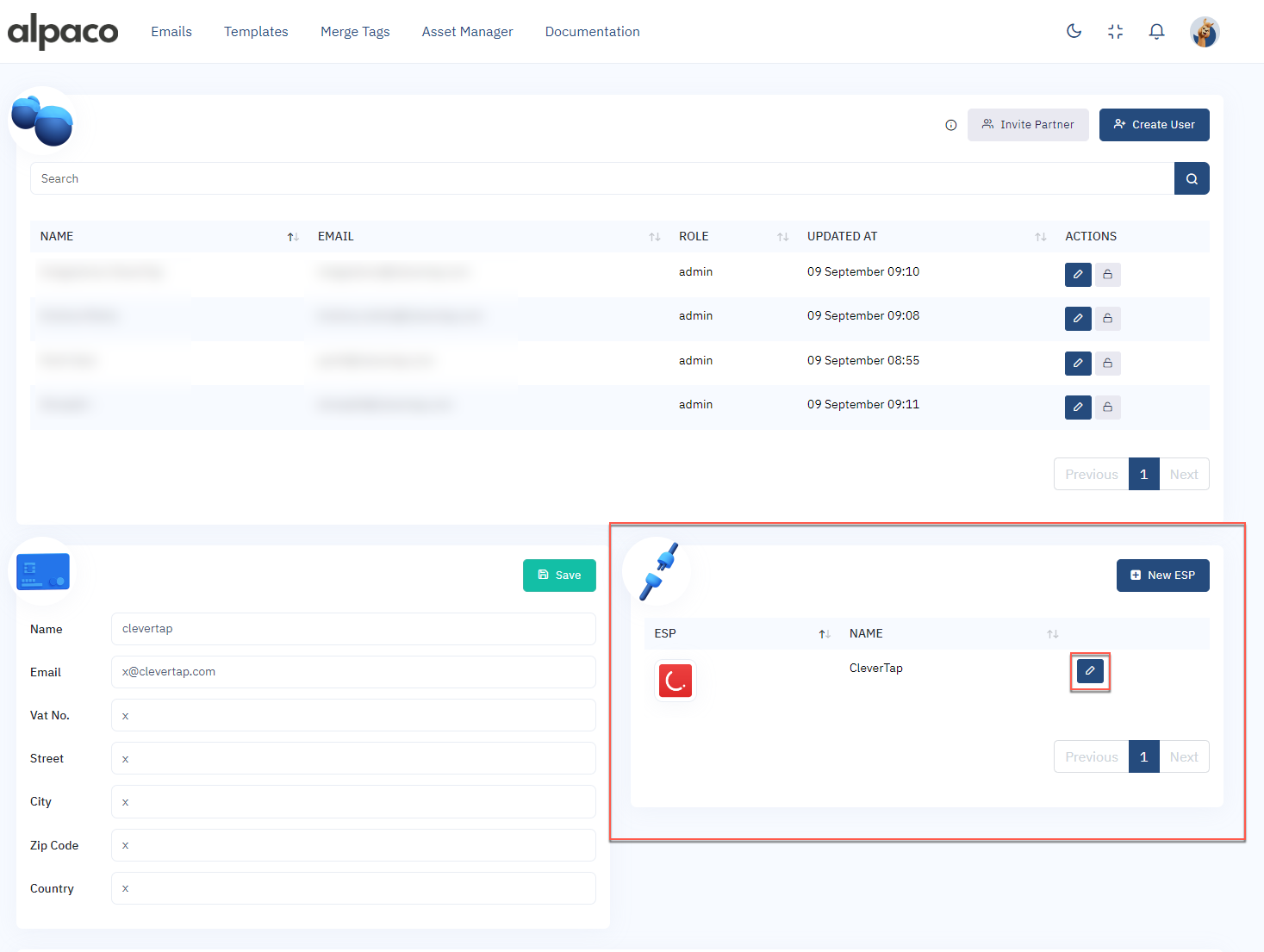 ESP connection on Alpaco dashboard