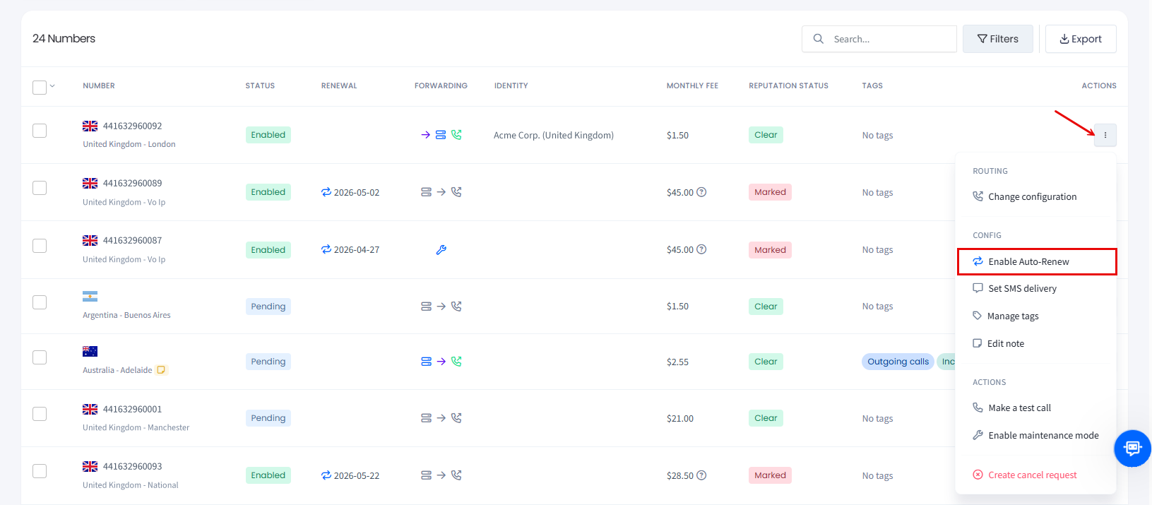 Screenshot with selecting Enable Auto-Renewaction