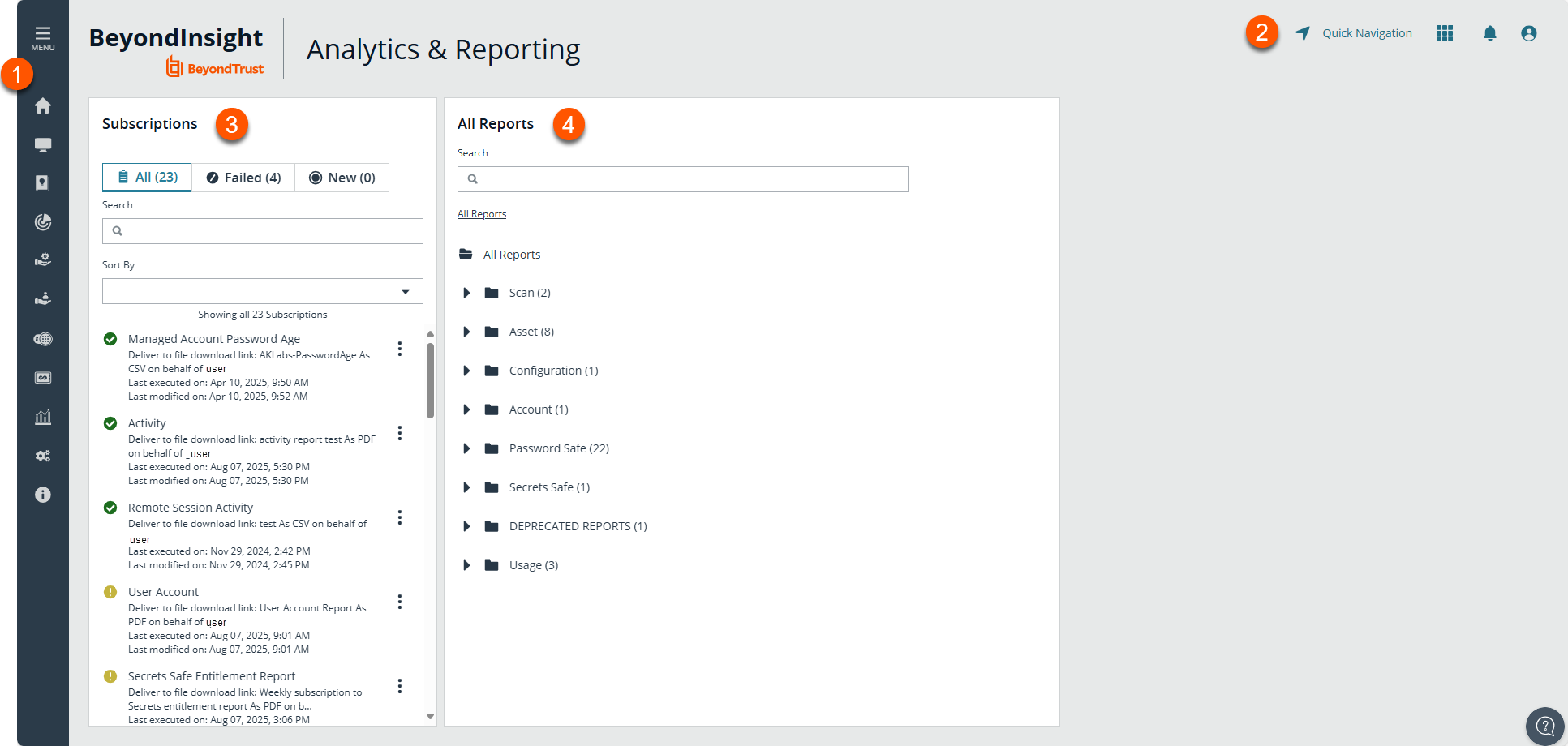 Password Safe for Cloud Analytics and Reporting page