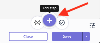 arrow pointing to the add step button
