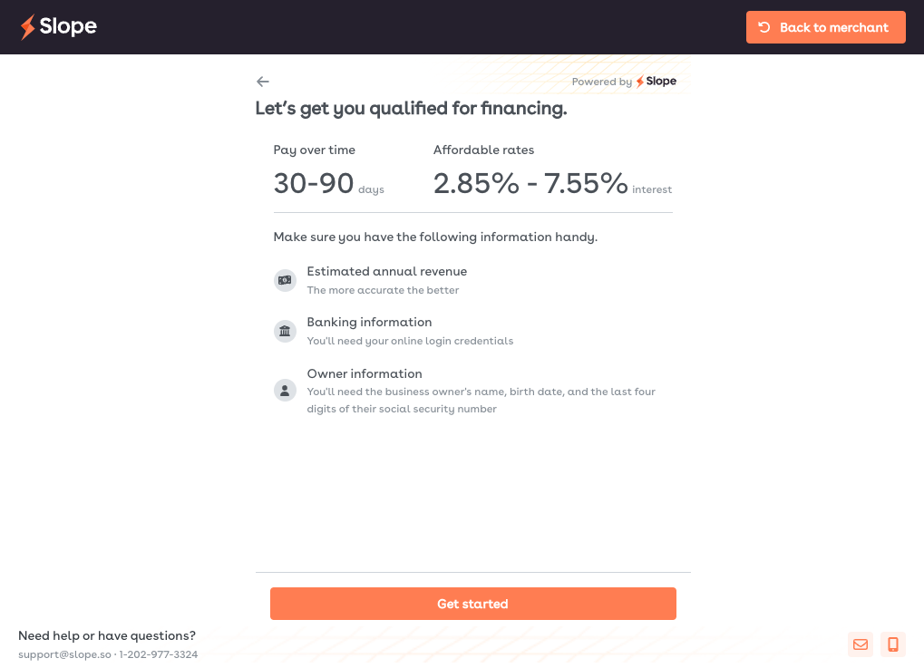 Example of the full page redirect flow checkout experience