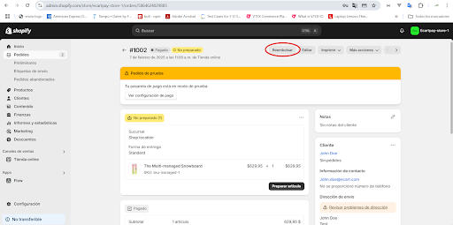 Image 14. Refund of an Order