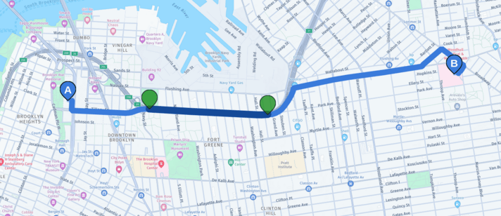 Route through Brooklyn-Queens Expressway