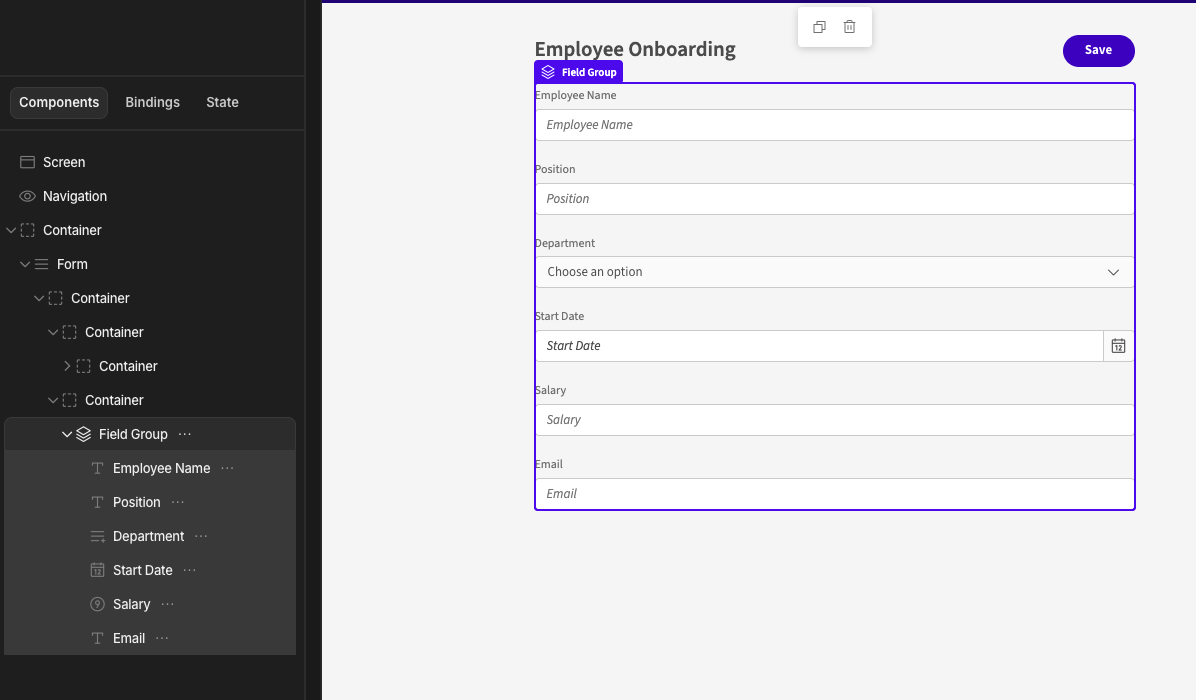 Auto-populated form fields