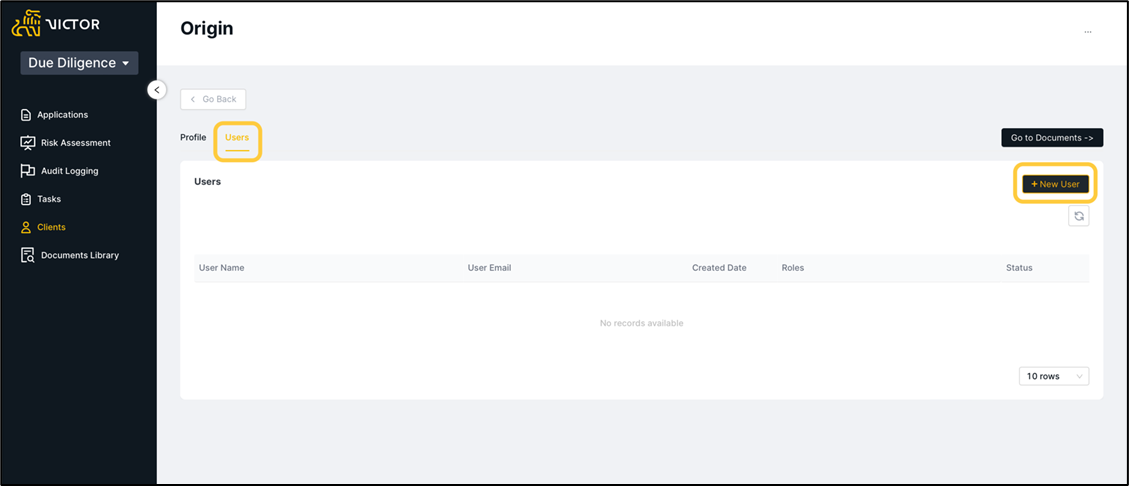 Figure 7. Client Profile User Section