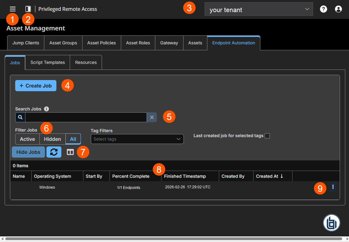 An image of a Privileged Remote Access interface showing the Endpoint Automation tab.