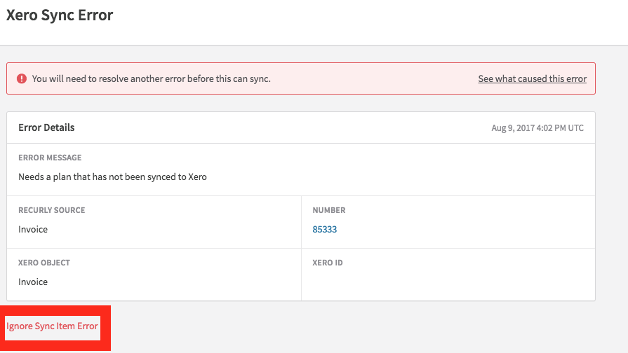 Xero Ignore Error