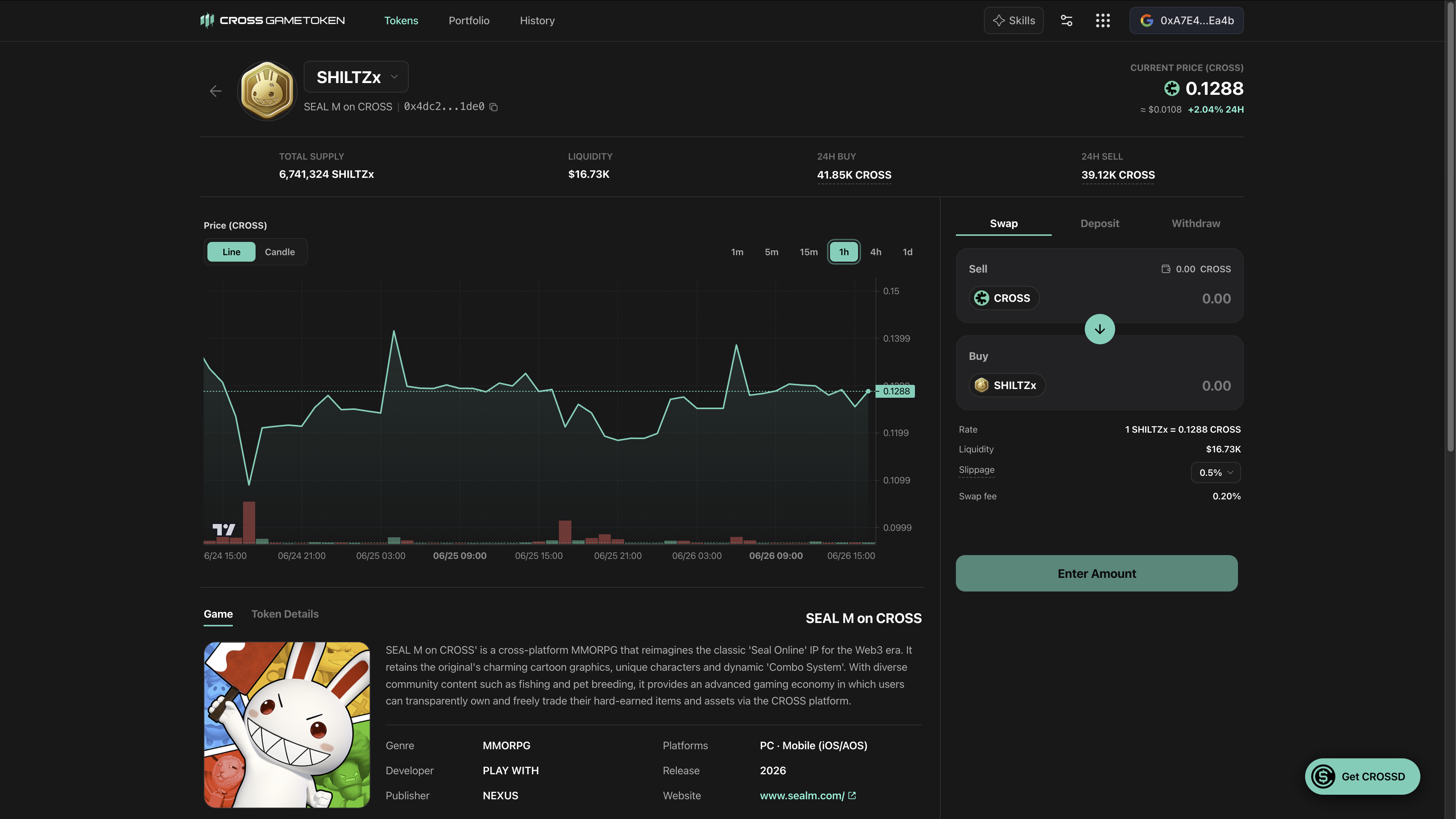 CROSS Gametoken token page