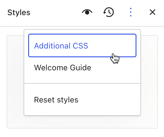 Additional CSS option from the Styles menu