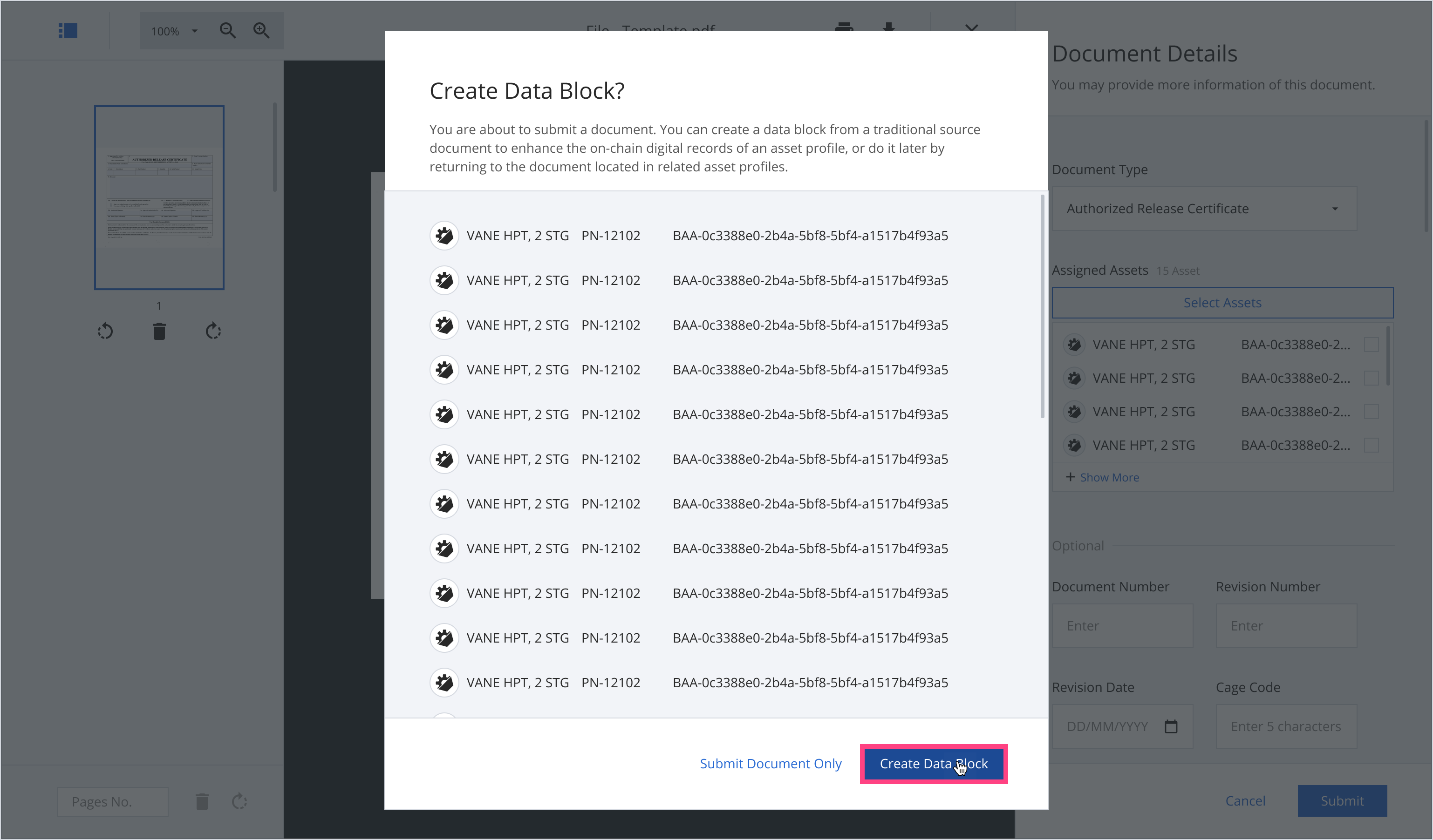 Create data block