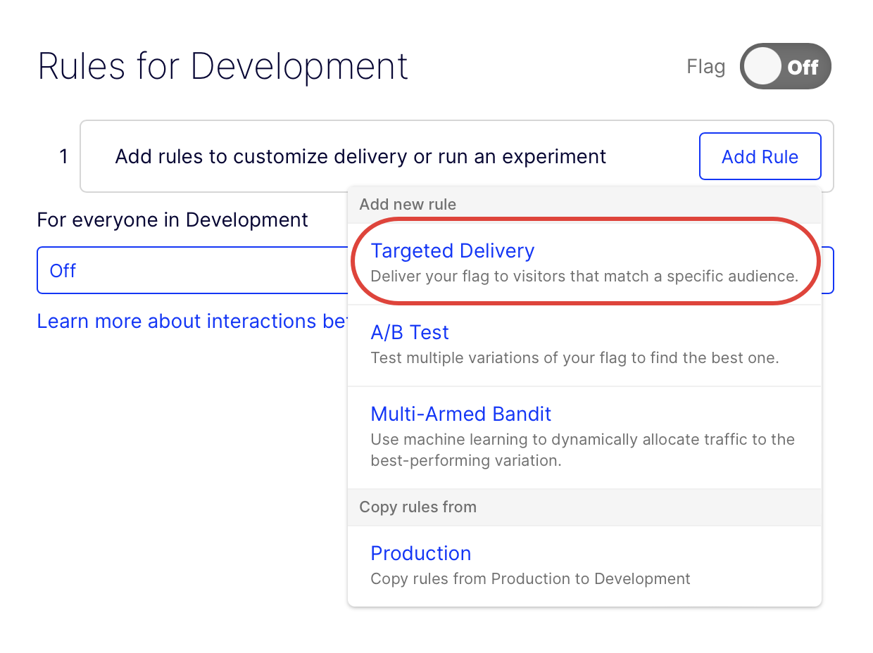 add targeted delivery rule