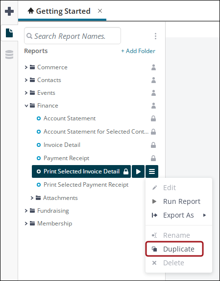 Opening the Advanced report