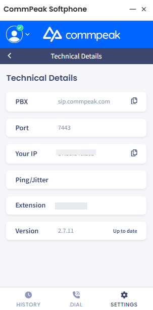 Screenshot of the Technical Details section