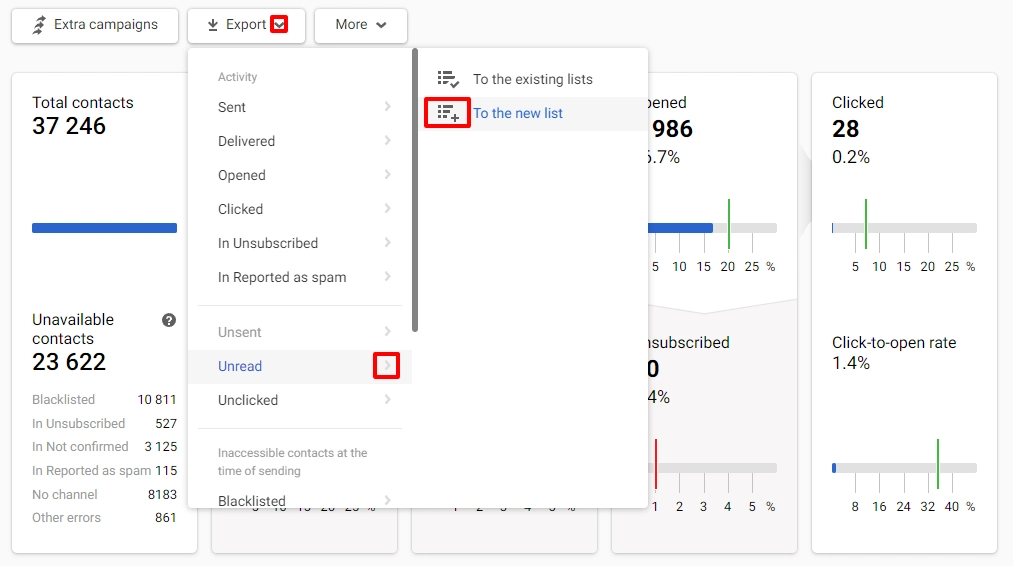 Exporting Contacts From the Report