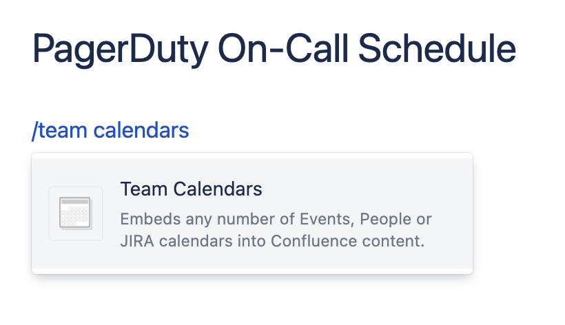 Team Calendars widget
