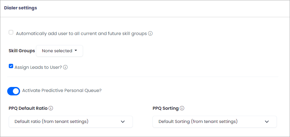 Screenshot of the skill groups and PPQ settings