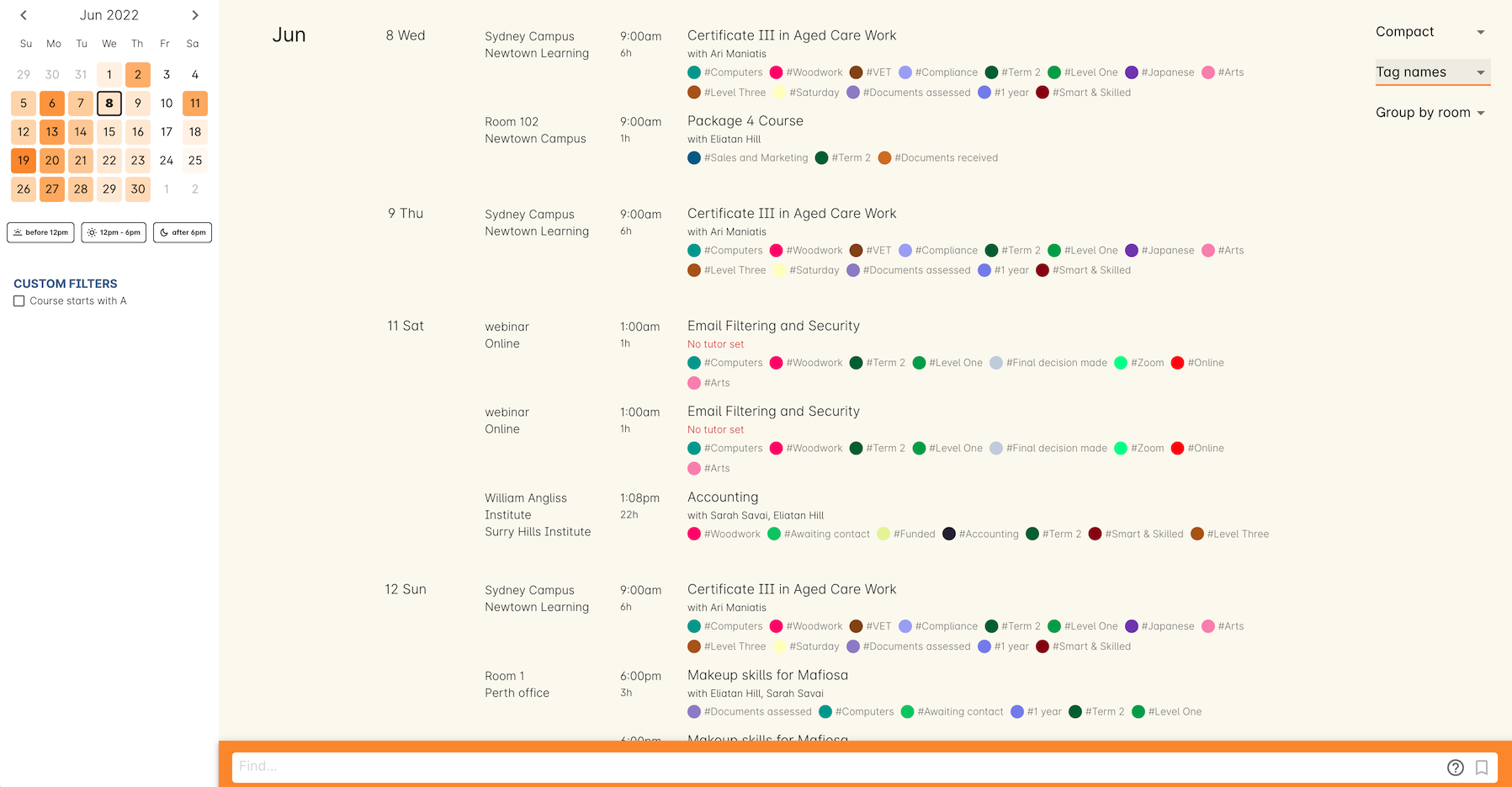 Figure 371. The default Timetable view