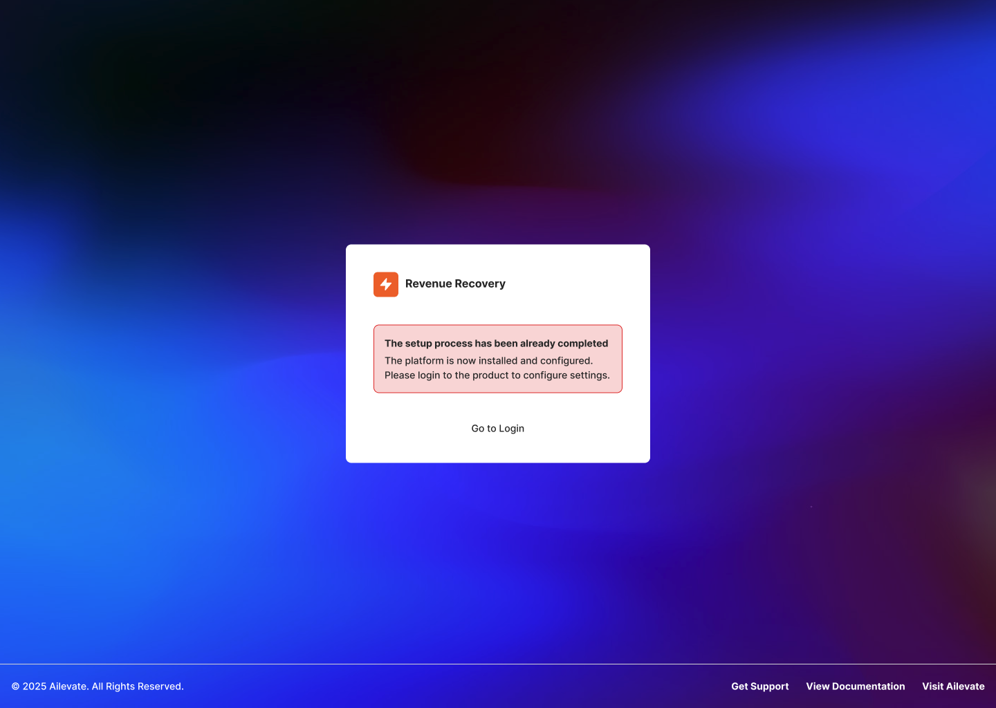 Deactivated Initial Login Link