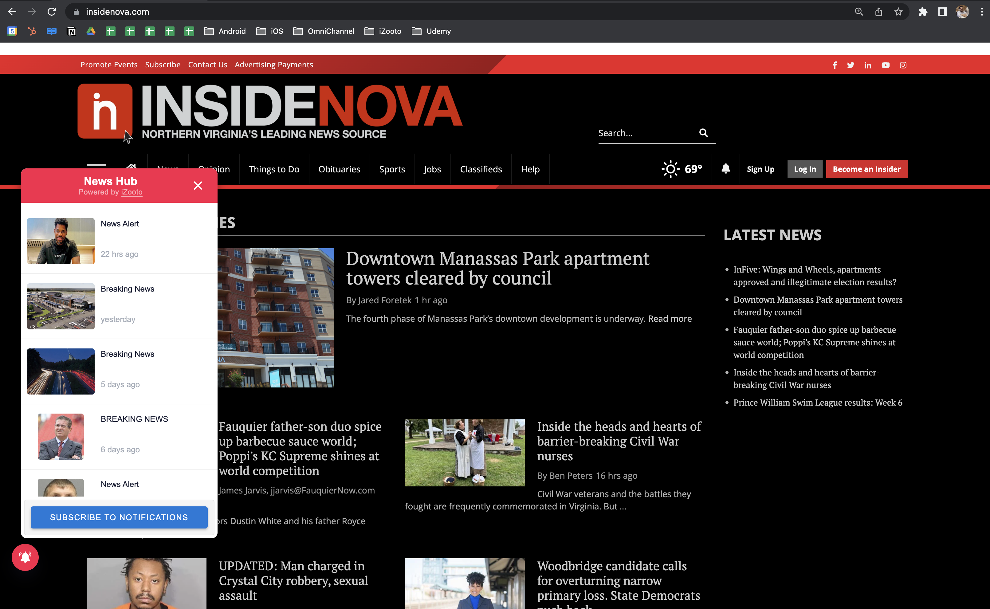 News Hub on a publisher's website