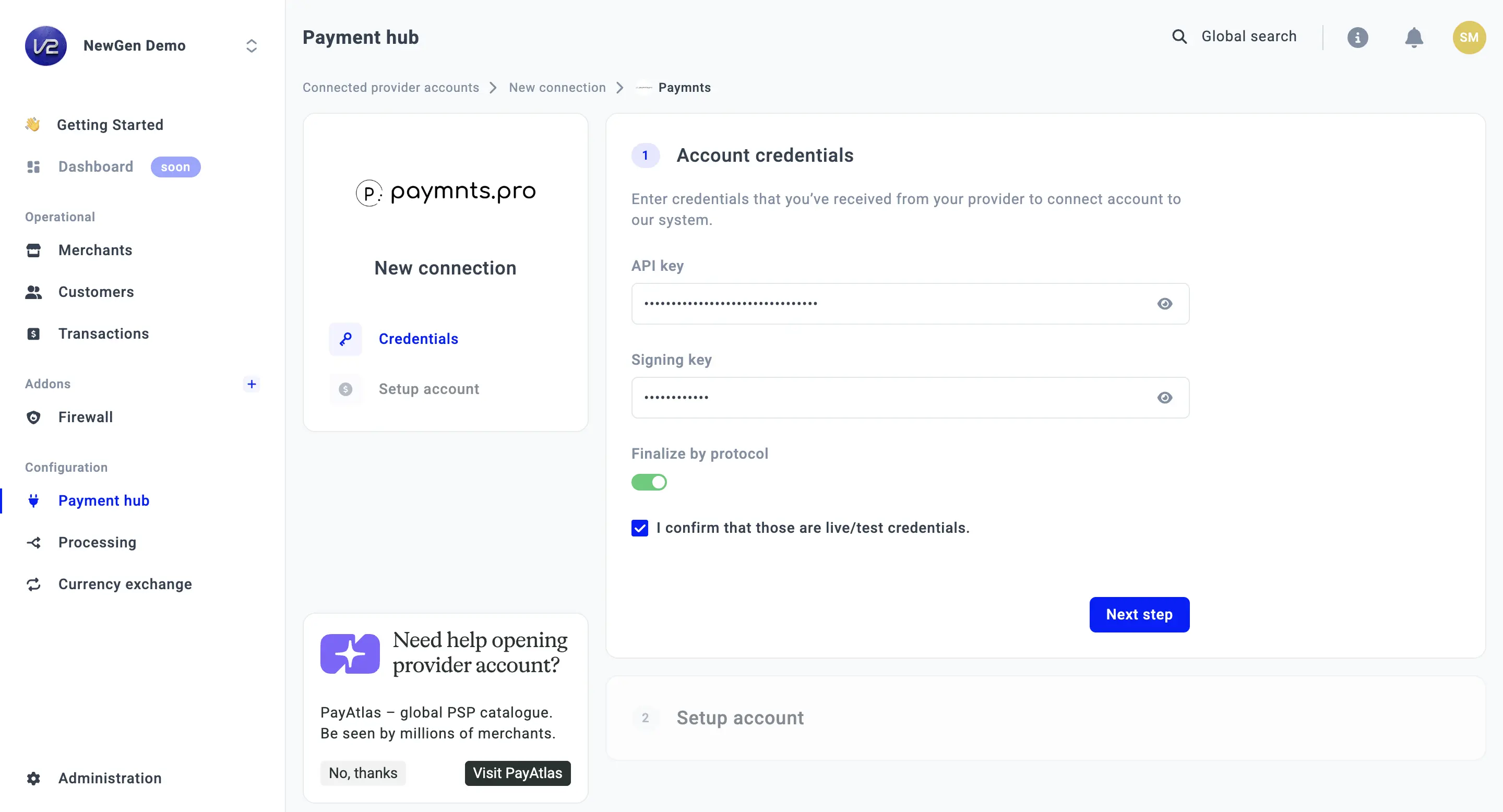 ![Paymnts provider connection form]