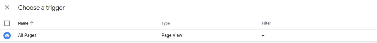 Select the 'All Pages' trigger