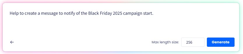 Screenshot of generating message with AI