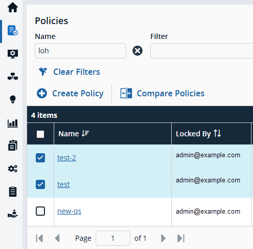 Select policies and click Compare Policies button
