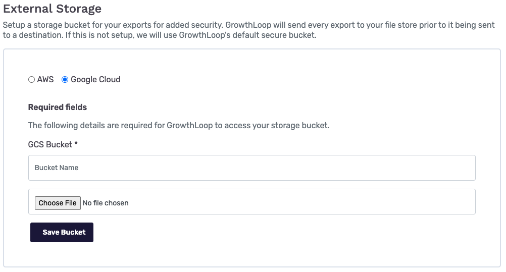 Setting up GCS Storage Bucket